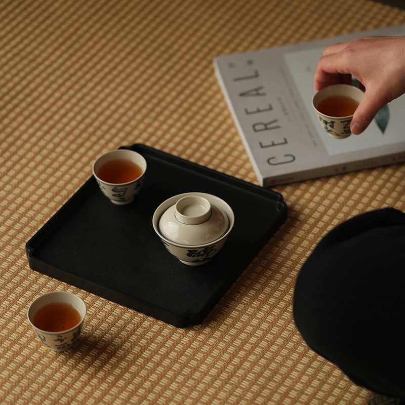市井造物｜枕石向野【惜茗】草木灰诗文小盖碗 110cc 弥雲斋