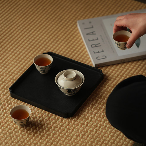 市井造物｜枕石向野【惜茗】草木灰诗文小盖碗 110cc 弥雲斋