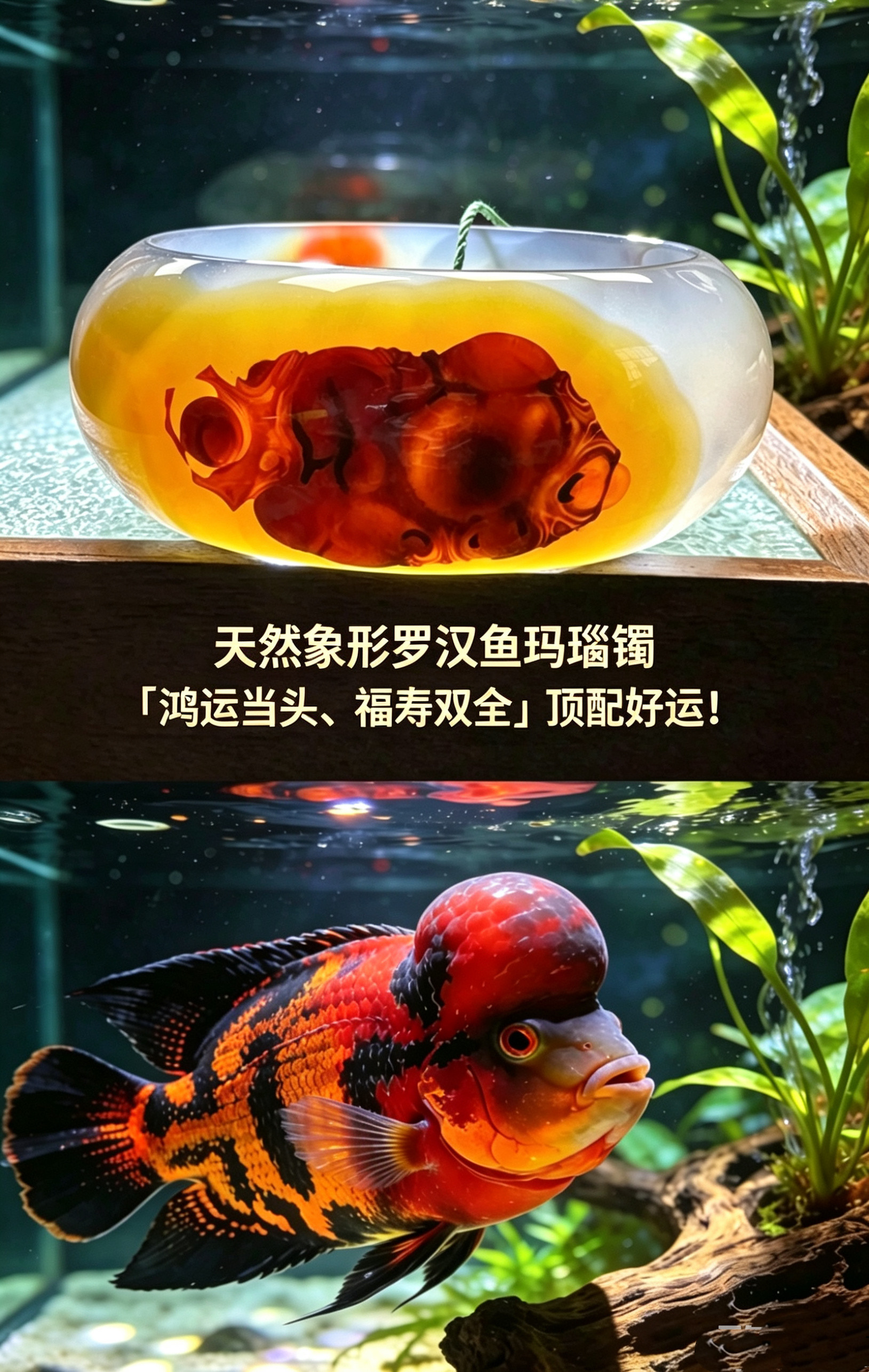 天然玛瑙手镯巴西老矿料象形罗汉鱼 鸿运当头 福寿山全 收藏级