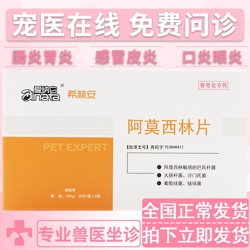 爱纳它希林安宠物消炎药犬猫狗狗感冒咳喘肠胃支气管肺炎猫鼻支药