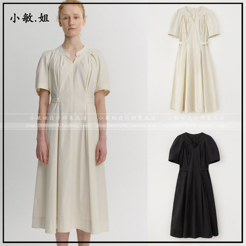 敏姐26春韩国设计师品牌eaah新款4月纯色褶皱V领连衣裙