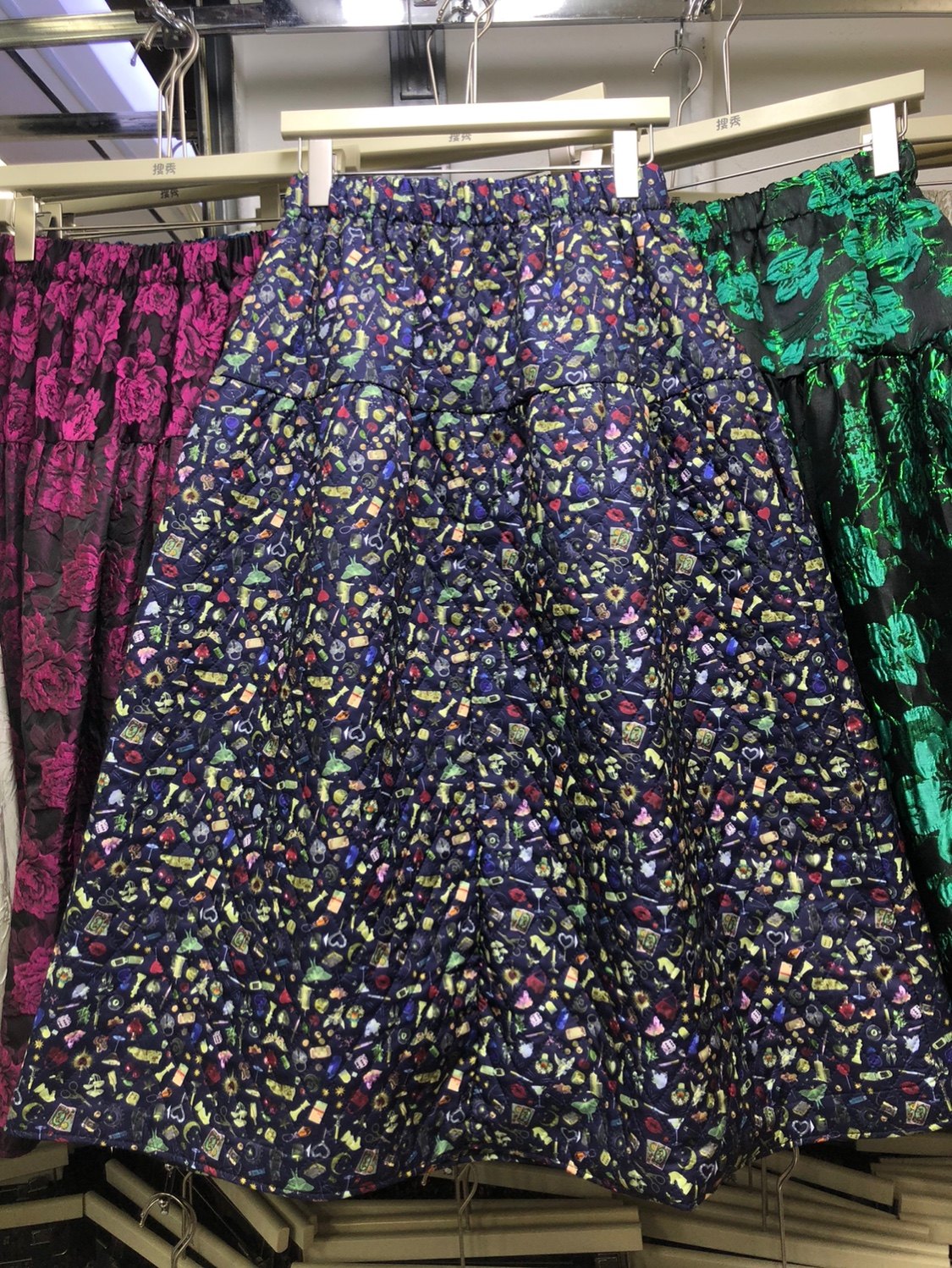 复古森女系碎花夹棉中长裙