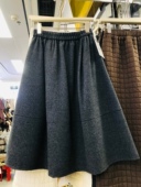 口袋灰色毛呢花苞半身裙女秋冬短裙小个子遮胯显瘦蓬蓬伞裙中裙