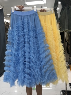 法式浪漫公主纱裙秋季重工花边层层网纱蛋糕裙半身长裙蓬蓬仙女裙