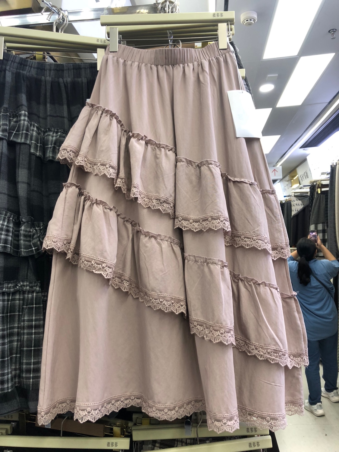 甜美荷叶边蕾丝加绒层层蛋糕长裙