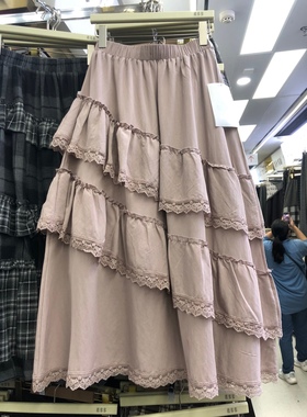 加绒蕾丝半身裙2025冬季新款韩版宽松显瘦荷叶边蛋糕裙中长款裙子