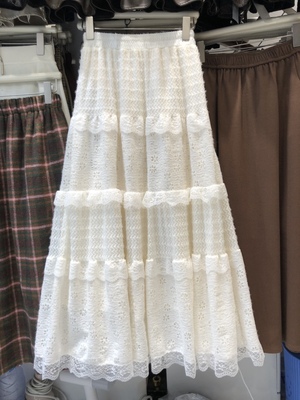 法式温柔系甜美风磨毛蕾丝长裙仙