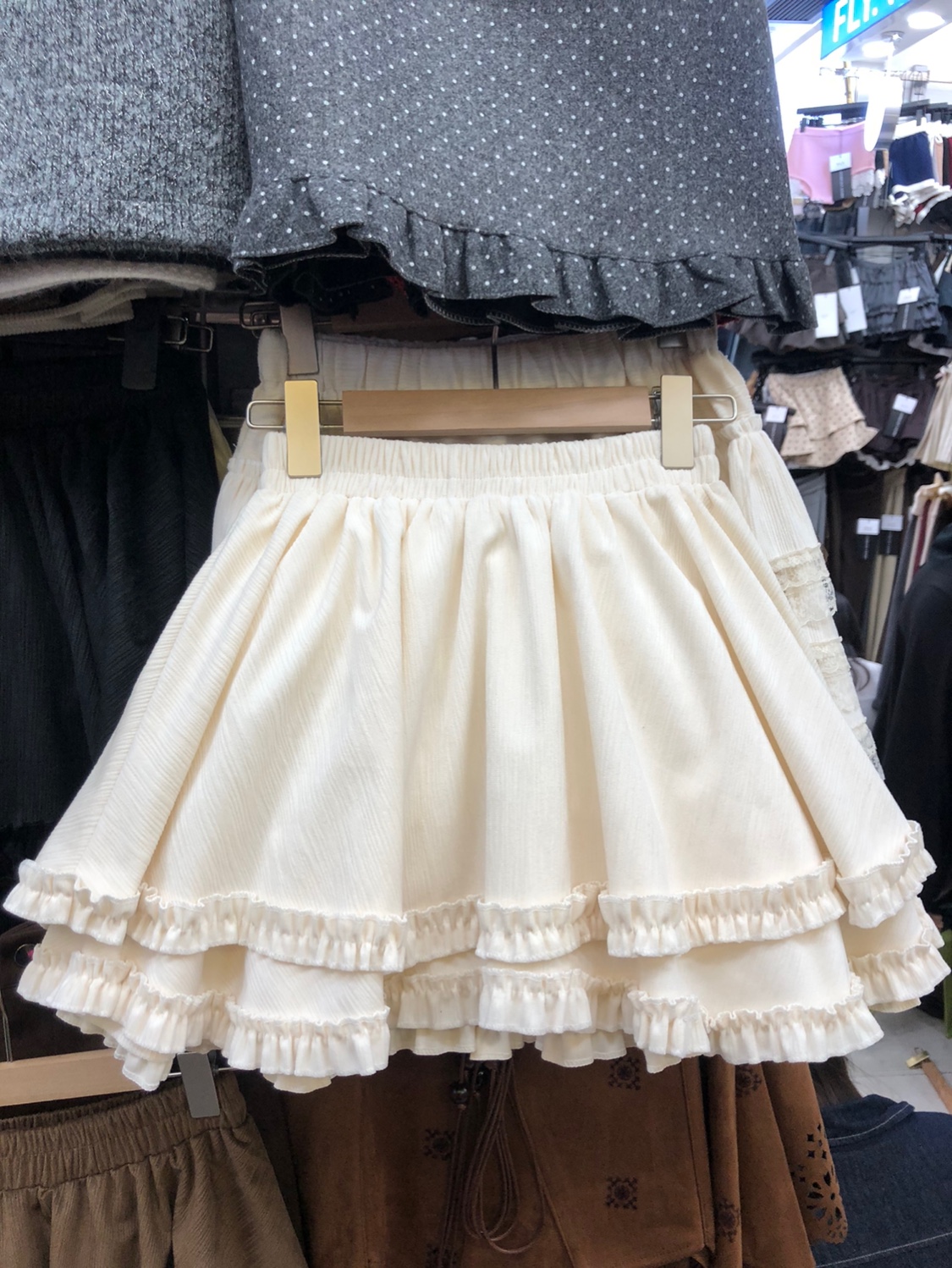 丝绒花边短裙A字蓬蓬裙