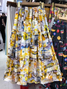 温柔风中长裙 减龄卡通涂鸦印花蓬蓬裙油画风碎花半身裙女26春新款