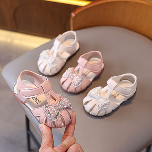 夏季新款女宝宝鞋子包头凉鞋1到3岁防滑女童软底婴儿学步鞋公主鞋