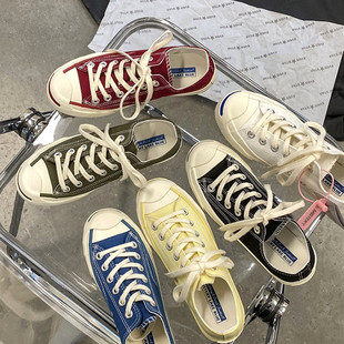 子 女港味复古休闲复刻橄榄绿情侣鞋 韩版 ulzzang原宿开口笑帆布鞋