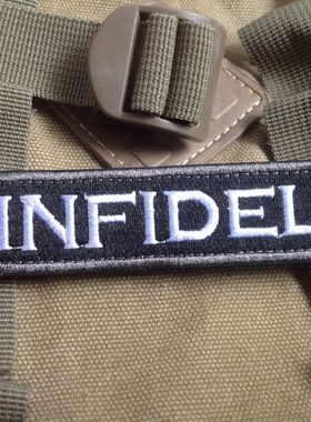 异教徒INFIDEL长条军事战术3D刺绣魔术贴臂章徽章军迷贴背包布贴