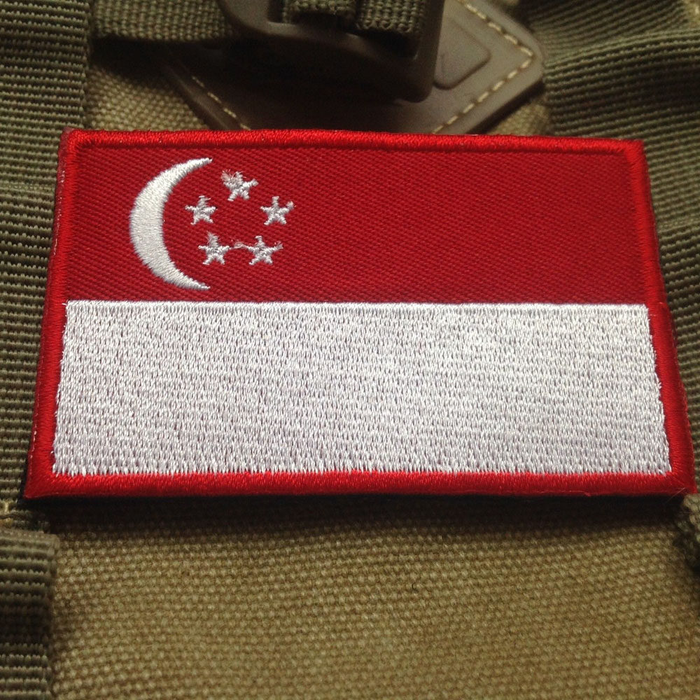 singapore新加坡国旗魔术贴新加坡陆军军旗3d刺绣魔术贴臂章肩章