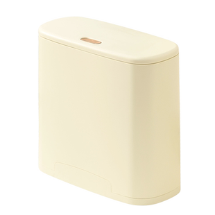 奶油色创意简约按压式厕所垃圾桶家用有盖卫生间长方形客厅夹缝窄