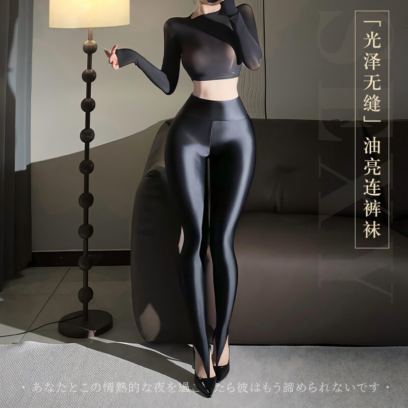 性感油亮黑丝夹脚趾光泽袜紧身袜