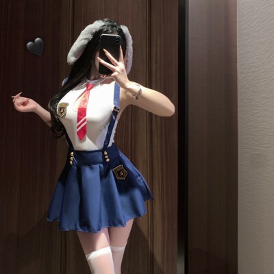 性感JK制服学院风背带超短睡裙