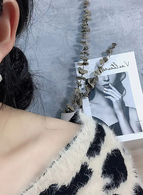 S925银针百搭夏天耳环2019新款潮韩国新款雪花珍珠耳坠气质耳饰女