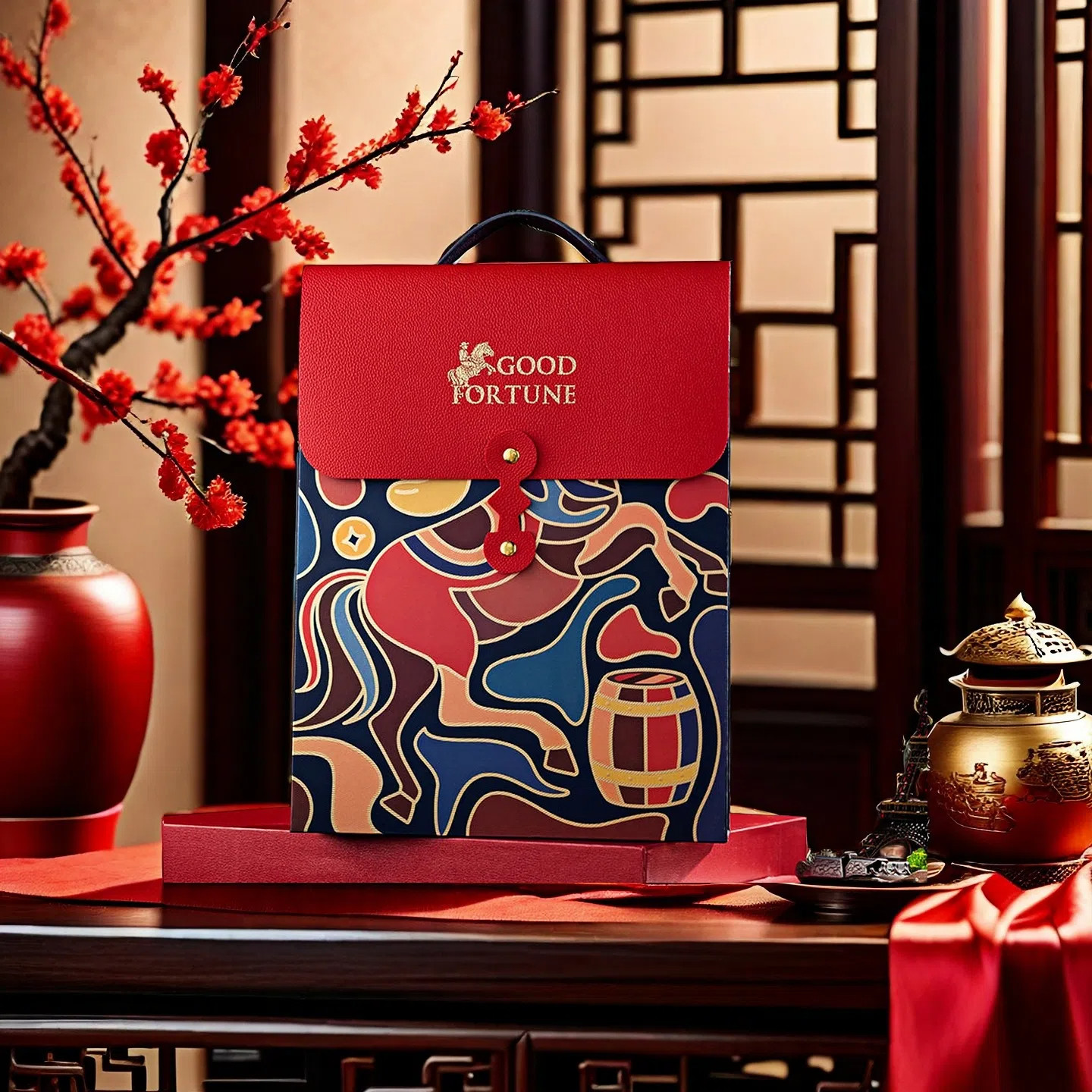 高端包装盒新款上市自主实拍图酒盒优质红酒双支装红色手提礼盒