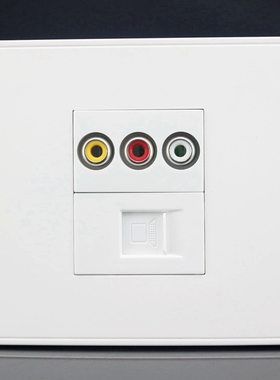 86型网络音视频插座面板 RJ45电脑+免焊红黄白AV三莲花多媒体插座