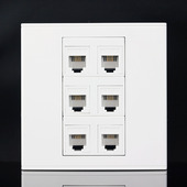 86型6口免打电话插座面板 6位电话开关插座六口电话面板语音插座