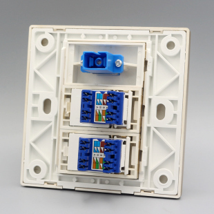 香槟金色86型双口六类网线加SC光纤面板CAT6千兆电脑宽带信息插座