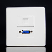 银边86型VGA语音电话插座面板VGA免焊接线加RJ11语音电话开关插座