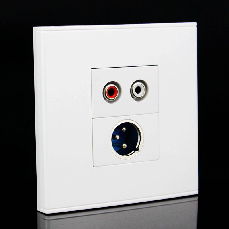 免焊接卡侬音频插座面板 86型红白双孔av音频卡农麦克风插座面板