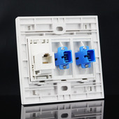 86型单电话直通 双光纤直插插座面板 1口语音电话加2个SC光纤插座