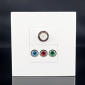 86型色差分量 多媒体墙插面板 RCA红绿蓝免焊带F头英制电视面板