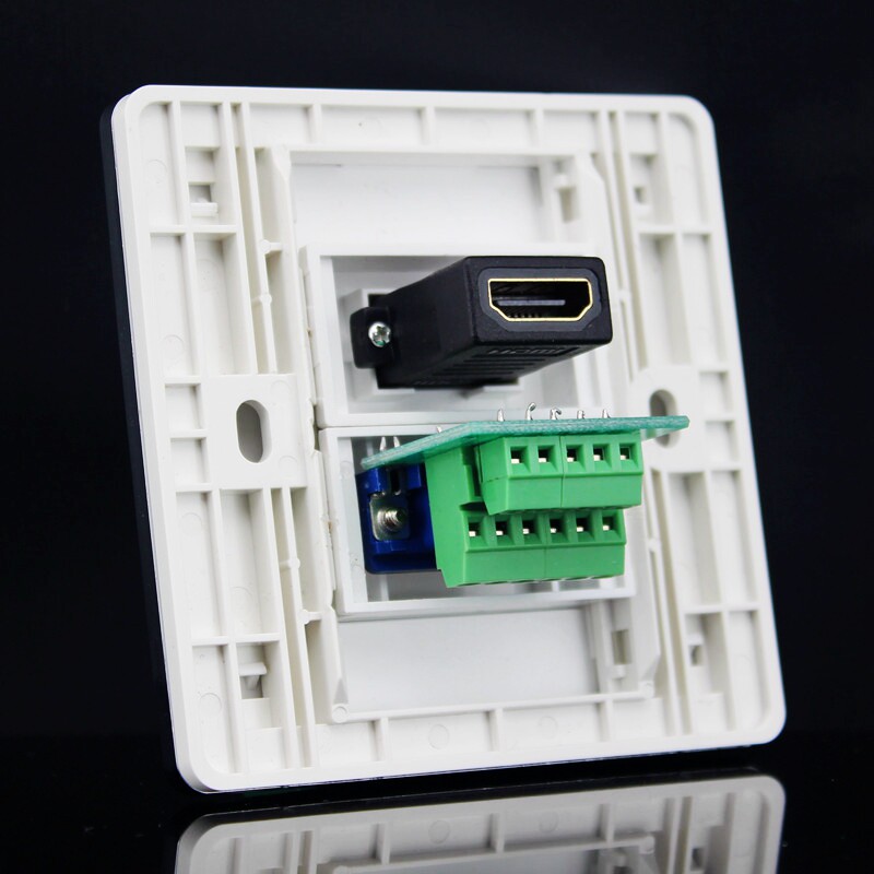 银边免焊接VGA+HDMI直插组合面板86墙插面板多媒体电脑显示器插座