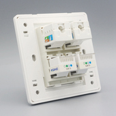 86型2个六类网络带2个电话面板双口CAT6网络电话语音信息开关插座