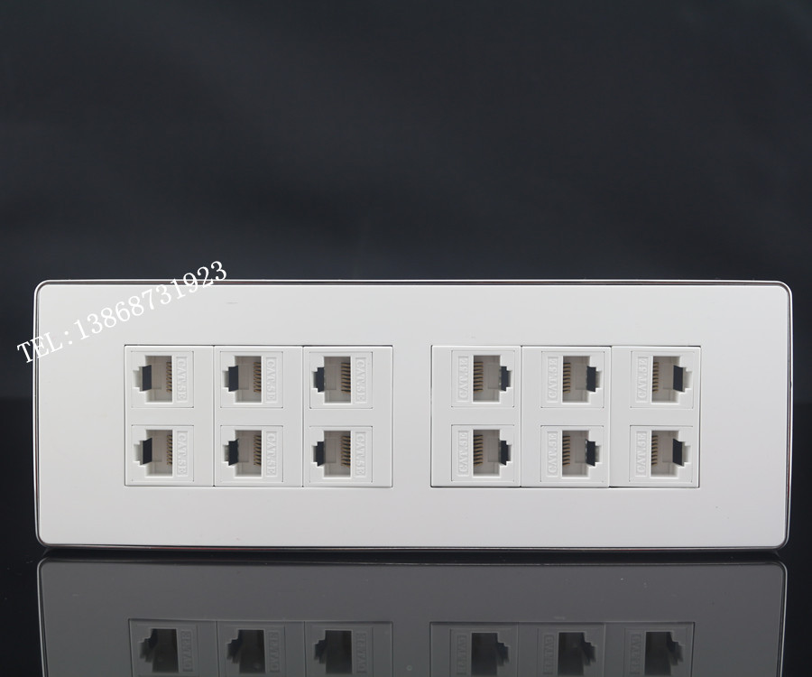 118型6对电脑网线插座面板 12口RJ45网络信息插座 电脑宽带墙插