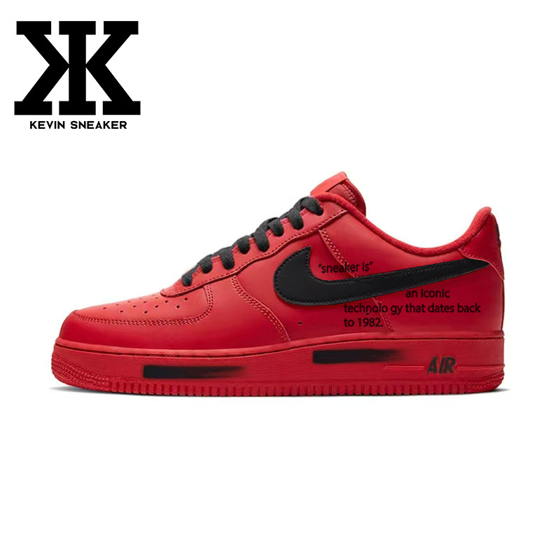 球鞋定制Nike耐克Air Force1大红袍新年红低帮板鞋红黑色