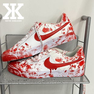 球鞋定制Nike耐克Court Royale案发现场哥特风腥红血渍低帮板鞋