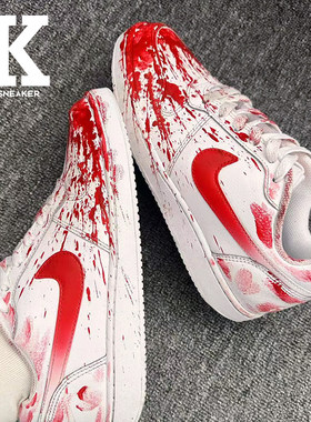 球鞋定制Nike耐克EBERNON塔兔共生红毒液泼墨喷绘改色低帮板鞋