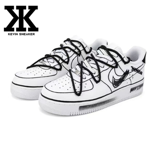球鞋定制Nike/耐克Airforce1Low空军一号二次元线条断裂钩子板鞋