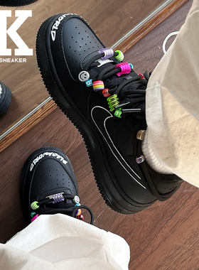 球鞋定制Nike耐克Air Force1彩色珠珠SAML甜美甜酷百搭低帮板鞋