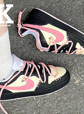 球鞋定制Nike Court Borough 2Vlad涩谷辣妹低帮黑粉休闲舒适板鞋