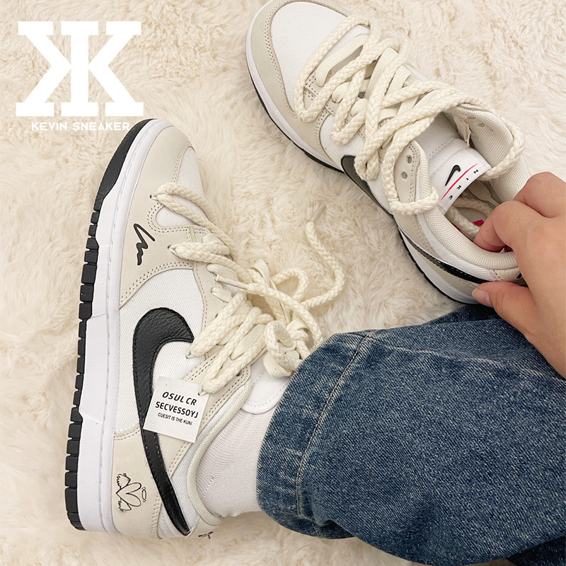 球鞋定制Nike耐克Dunk无畏爱心翅膀简约中性风做日复古低帮板鞋