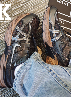 球鞋定制Nike耐克V2KRun末日废土泥染做旧复古低帮跑步鞋