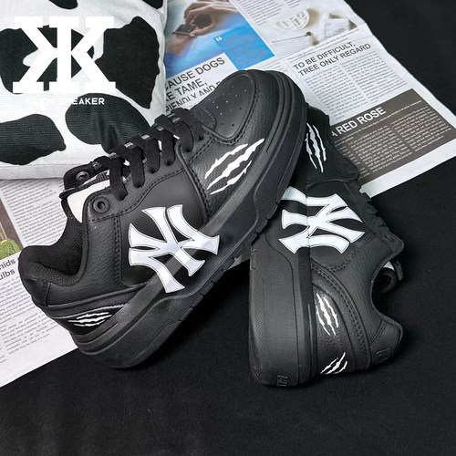 球鞋定制MLB Chunky Liner暗夜白焰时尚潮流百搭耐磨低帮板鞋