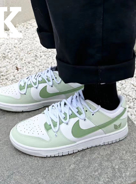 球鞋定制 Nike Dunk Low解构绿叶告诫低帮绿色休闲运动舒适板鞋