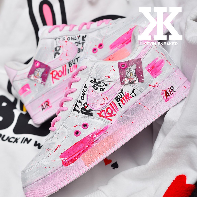 球鞋定制Nike耐克Air Force1Low空军一号复古高街荧光涂鸦板鞋