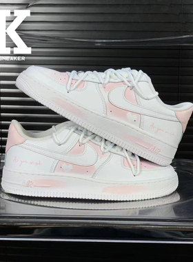 球鞋定制Nike耐克AirForce1Low空军一号优雅少女减龄樱花板鞋