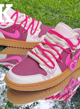 球鞋定制JordanAirJordan1low樱桃蛋糕赛博复古篮球鞋女款粉红