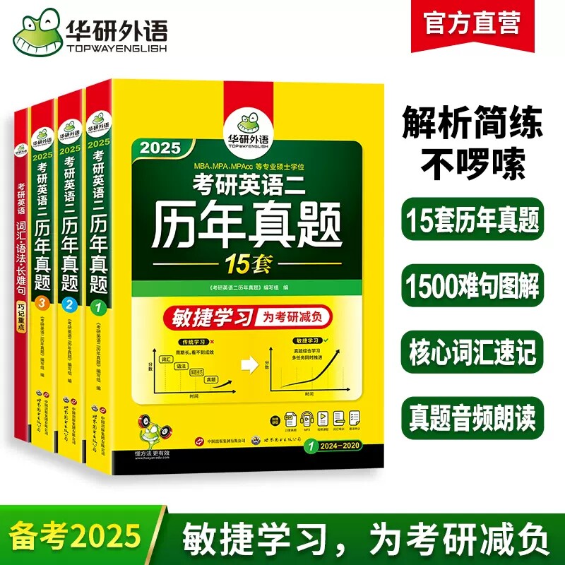 华研外语 2025考研英语二历年真题15套试卷解析详解词汇单词语法与长难句阅读理解写作文翻译模拟练习题专项训练复习资料全书203