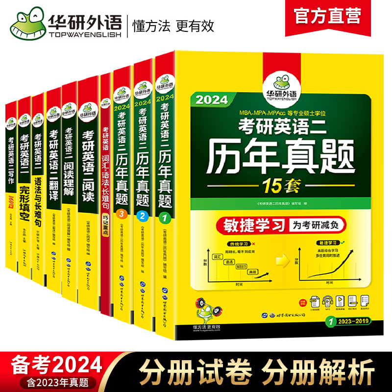 备考2024新试卷 华研考研英语二真题试卷全套复习资料书籍教材204考试历年真题解析基础刷题模拟题单词汇语法长难句阅读写作文2024