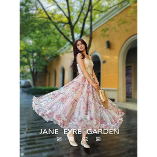 高腰A字型中长款 半身裙大摆碎花裙JA364 2025夏季 简爱花园