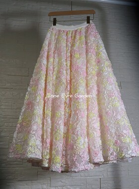 简爱花园◆新款法式重工立体浮雕刺绣梦幻色网纱蓬蓬半身裙JA373