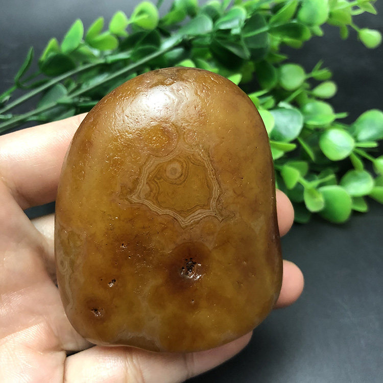 马达加斯加花纹籽料天然冰彩玛瑙马料原石石头手把件收藏奇石2374